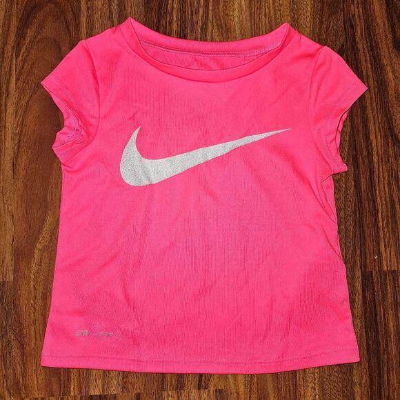 Nike Other - 5 for $25 Nike Dri-Fit Bright Pink Top Glittery Logo Toddler Size 2T